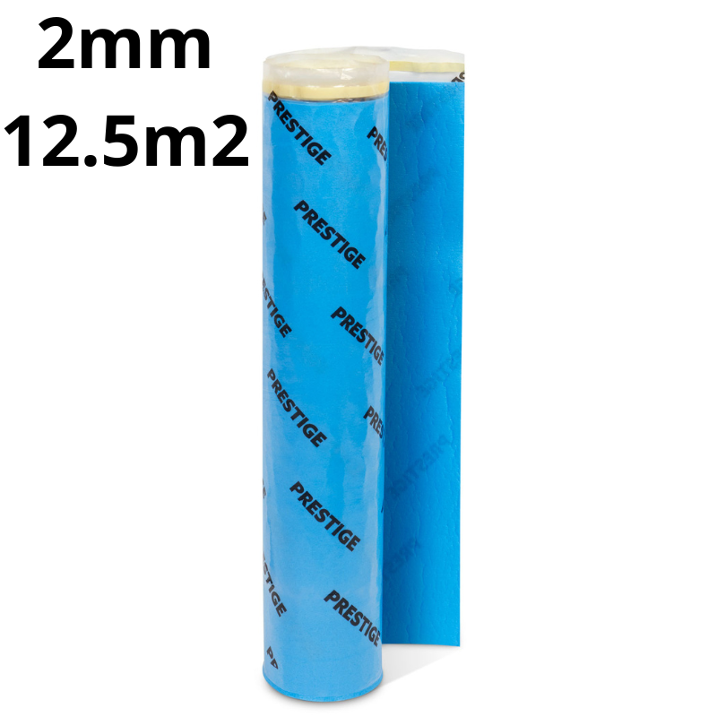 2mm high-density polyethylene foam flexible underlay covering 12.5m², impact sound reduction with resilient cushioning properties