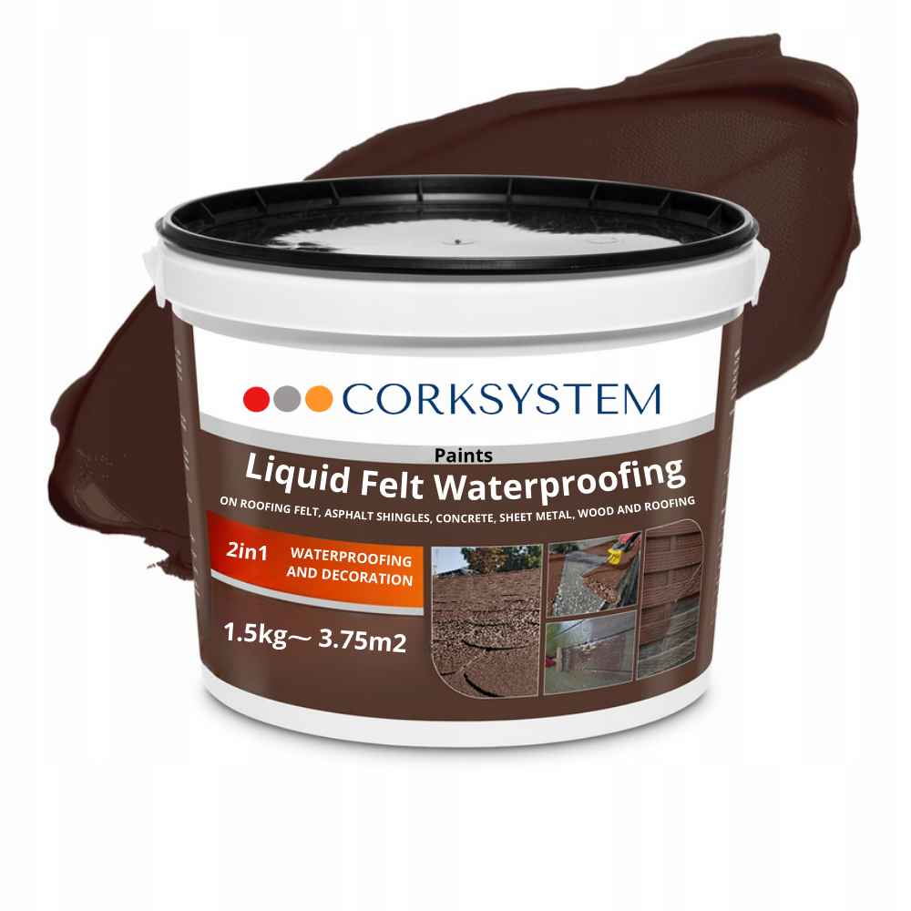 Brown liquid roof membrane 1.5kg, provides durable and waterproof protection, easy to apply for professional-grade roof sealing results