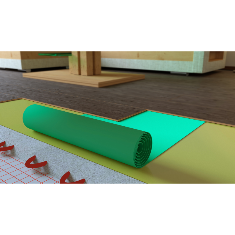 2mm flexible XPS roll underlay covering 22m², lightweight thermal insulation for laminate and wood flooring with easy installation