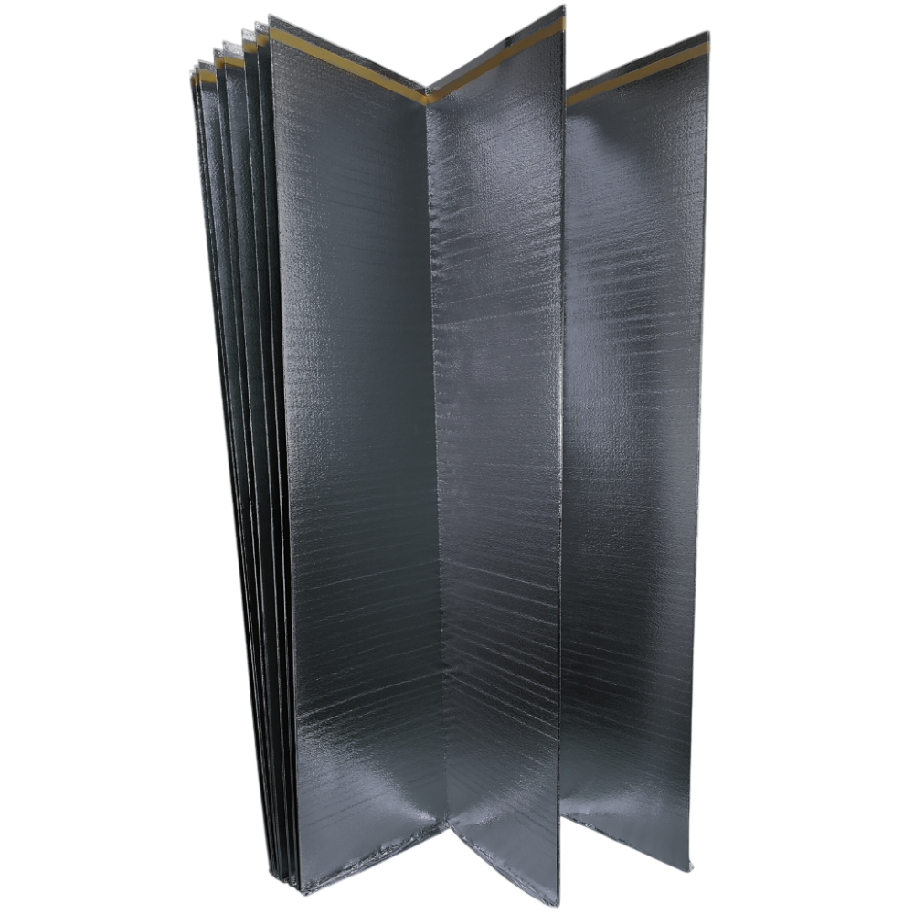 Premium 1.5mm LVT underlay with silver membrane, high-density construction for superior sound reduction and moisture protection