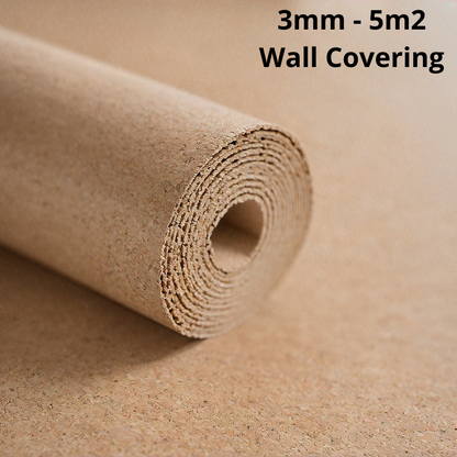 3mm cork roll wall covering for 5m² area, natural thermal and acoustic insulation, decorative and eco-friendly wall treatment solution