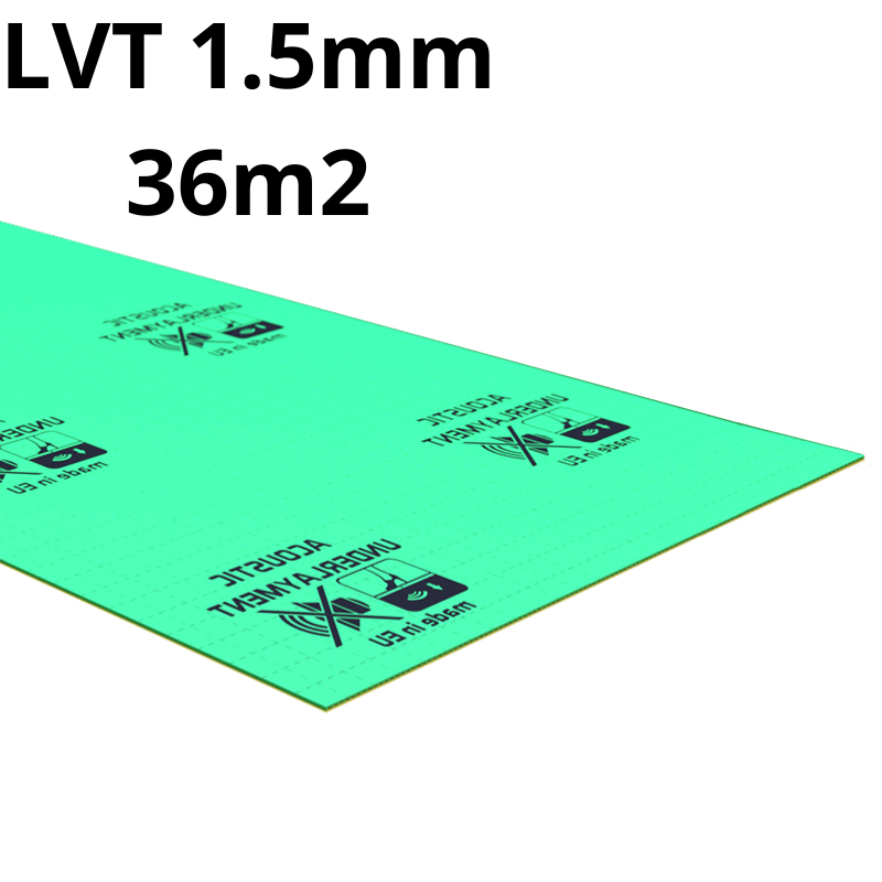 1.5mm professional high-density LVT underlay for vinyl flooring, covers 6-42m², superior sound reduction and subfloor preparation