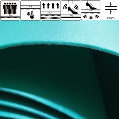 2mm flexible XPS roll underlay covering 22m², lightweight thermal insulation for laminate and wood flooring with easy installation