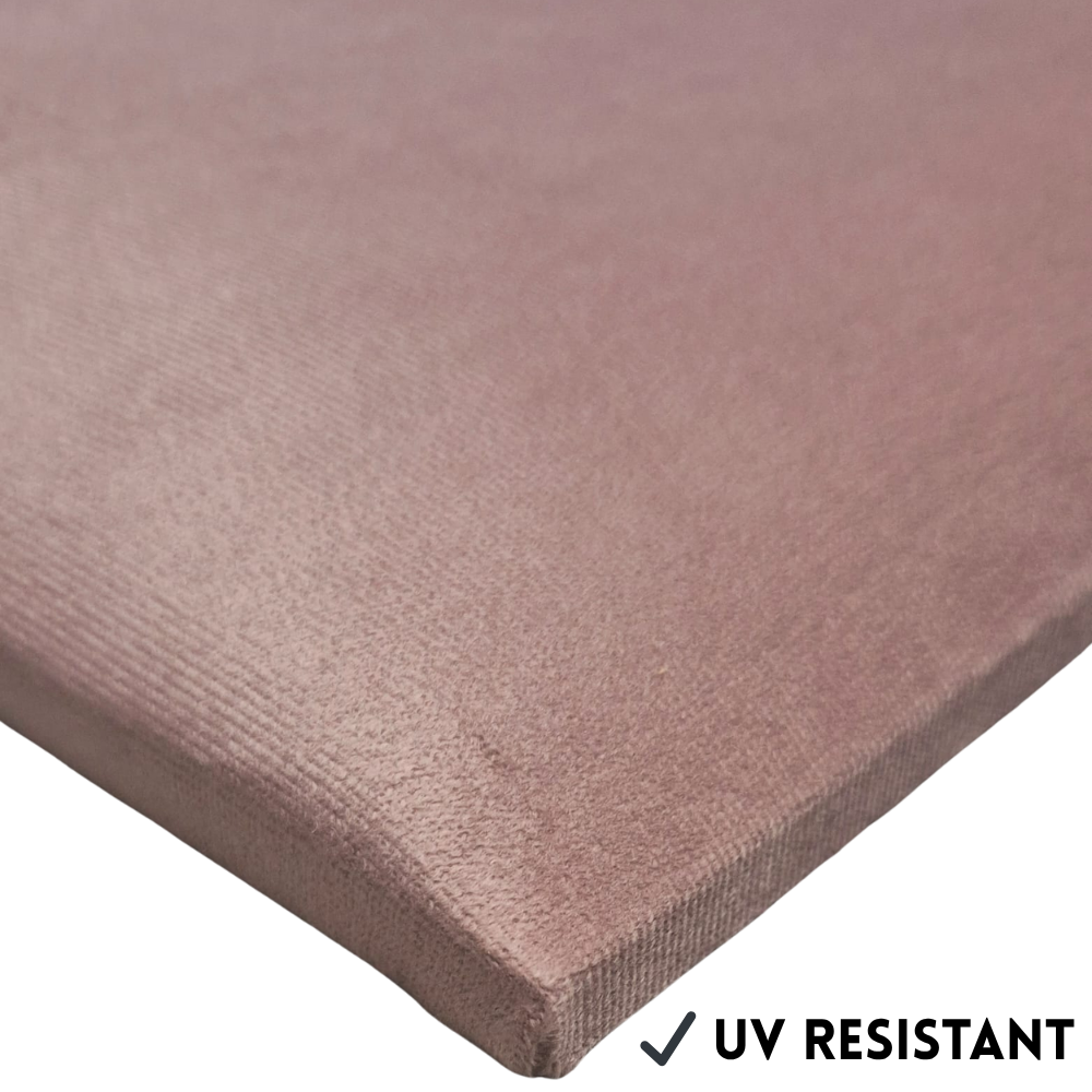 Upholstered wall panel in lavender grey, 600x300mm, with velvet finish and UV-resistant surface.