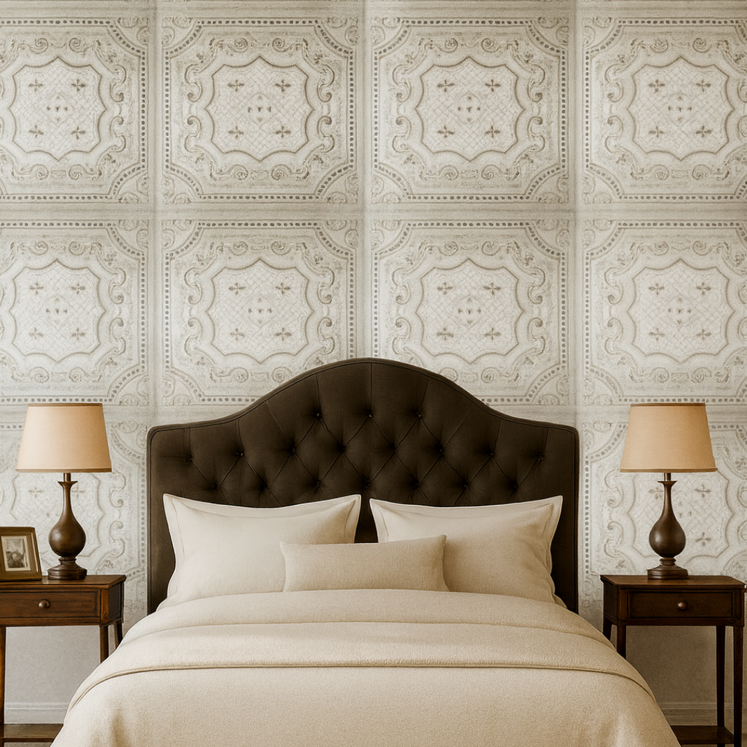 Decorative ceiling and wall panels White 14, 2m2 set with 8 lightweight panels, textured 3D design for interior decoration