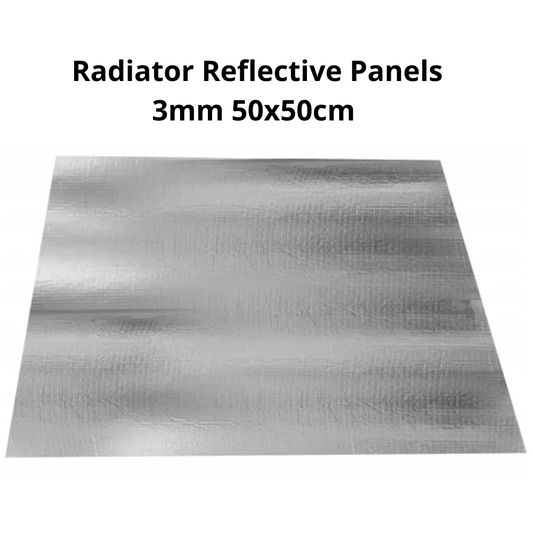 "Radiator reflective panel XPS with aluminium foil, high-density 3mm insulation board, 50x50cm, 2m2 coverage, energy-saving heating reflector, pack of 8 panels"