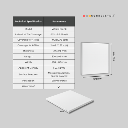 White Blank: Decorative Ceiling & Wall Panels - 2m2 (21.52 sqft) - 8 Panels