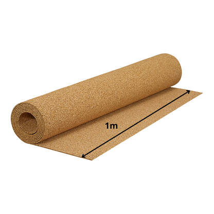 Rolled cork underlay 7mm thick in compact form, eco-friendly flooring insulation material covering 10 square meters