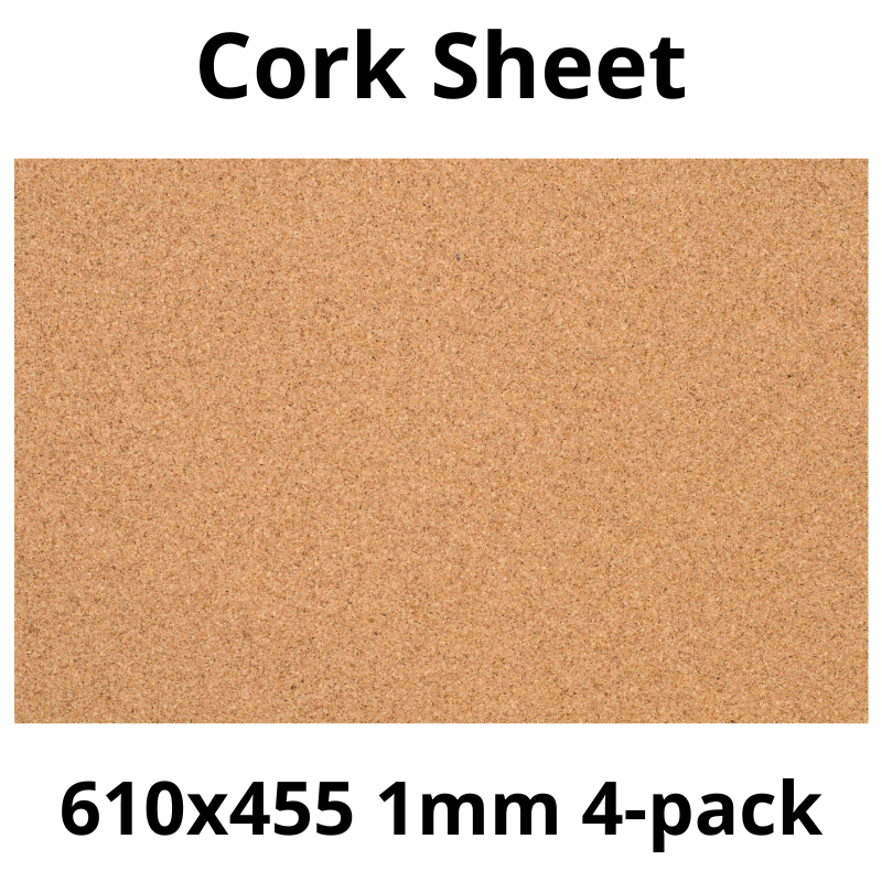Cork Sheet - 610x455mm - 1mm - Décor and DIY - Pack of 4