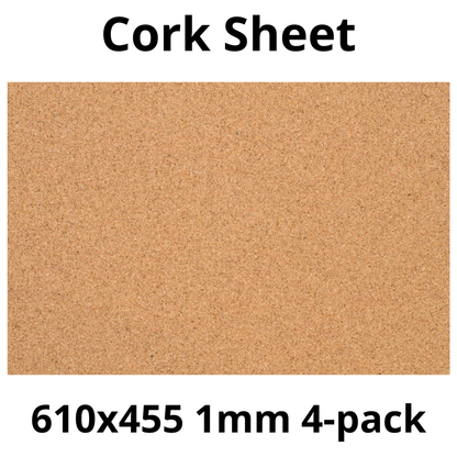 Cork Sheet - 610x455mm - 1mm - Décor and DIY - Pack of 4