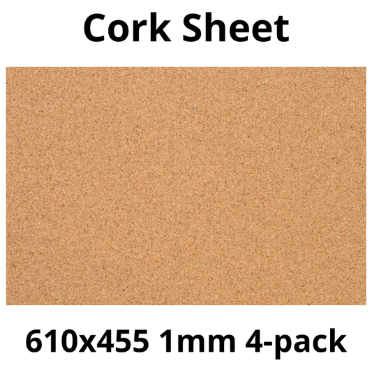Cork Sheet - 610x455mm - 1mm - Décor and DIY - Pack of 4