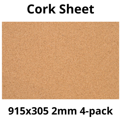 Cork Sheet - 915x305mm - 2mm - Décor and DIY - Pack of 4