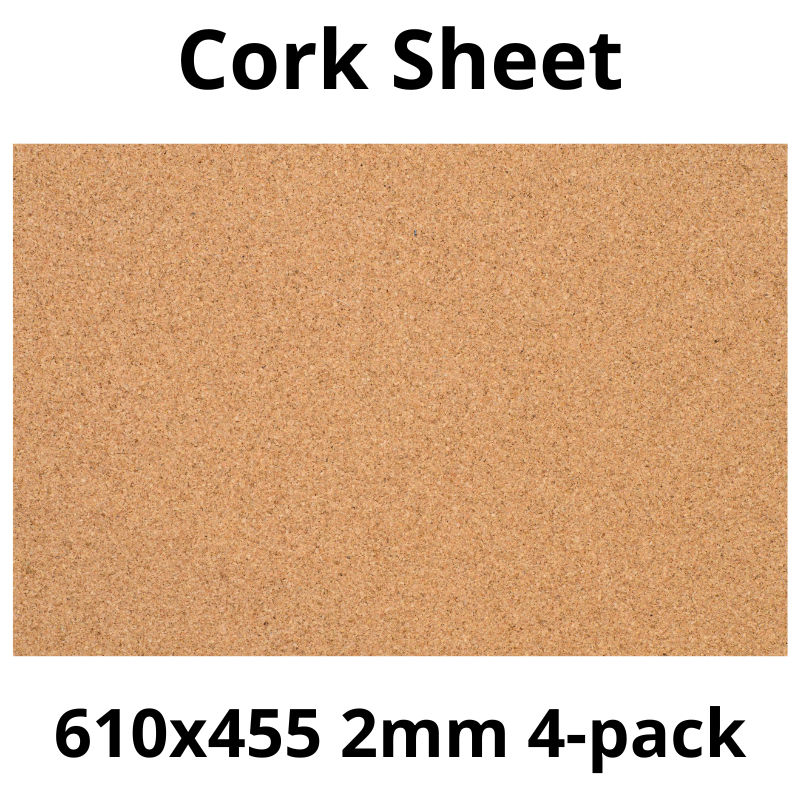 Cork Sheet - 610x455mm - 2mm - Décor and DIY - Pack of 4