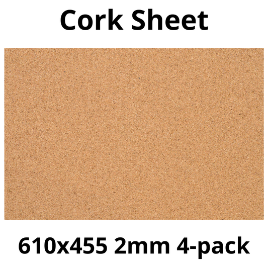 Cork Sheet - 610x455mm - 2mm - Décor and DIY - Pack of 4