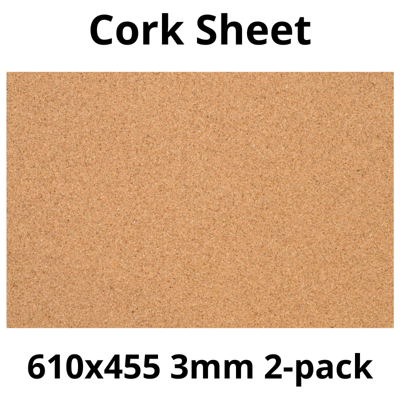 Cork Sheet - 610x455mm - 3mm - Décor and DIY - Pack of 2