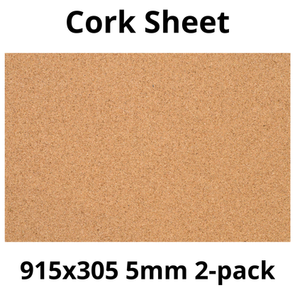Cork Sheet - 915x305mm - 5mm - Décor and DIY - Pack of 2