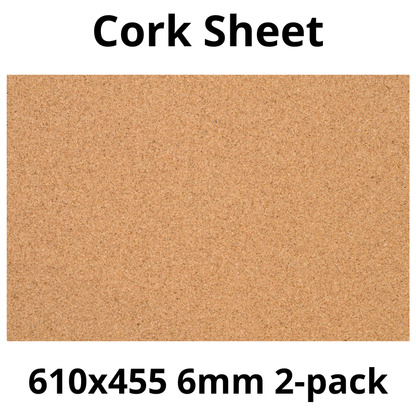 Cork Sheet - 610x455mm - 6mm - Décor and DIY - Pack of 2