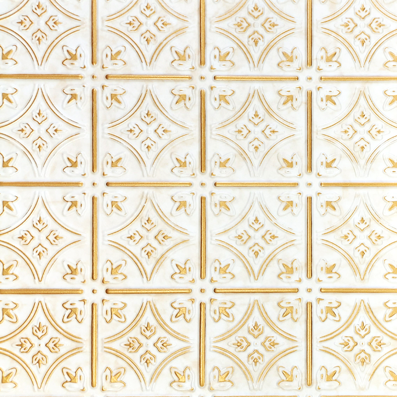 White 13 (Gold): Decorative Ceiling & Wall Panels - 2m2 (21.52 sqft) - 8 Panels