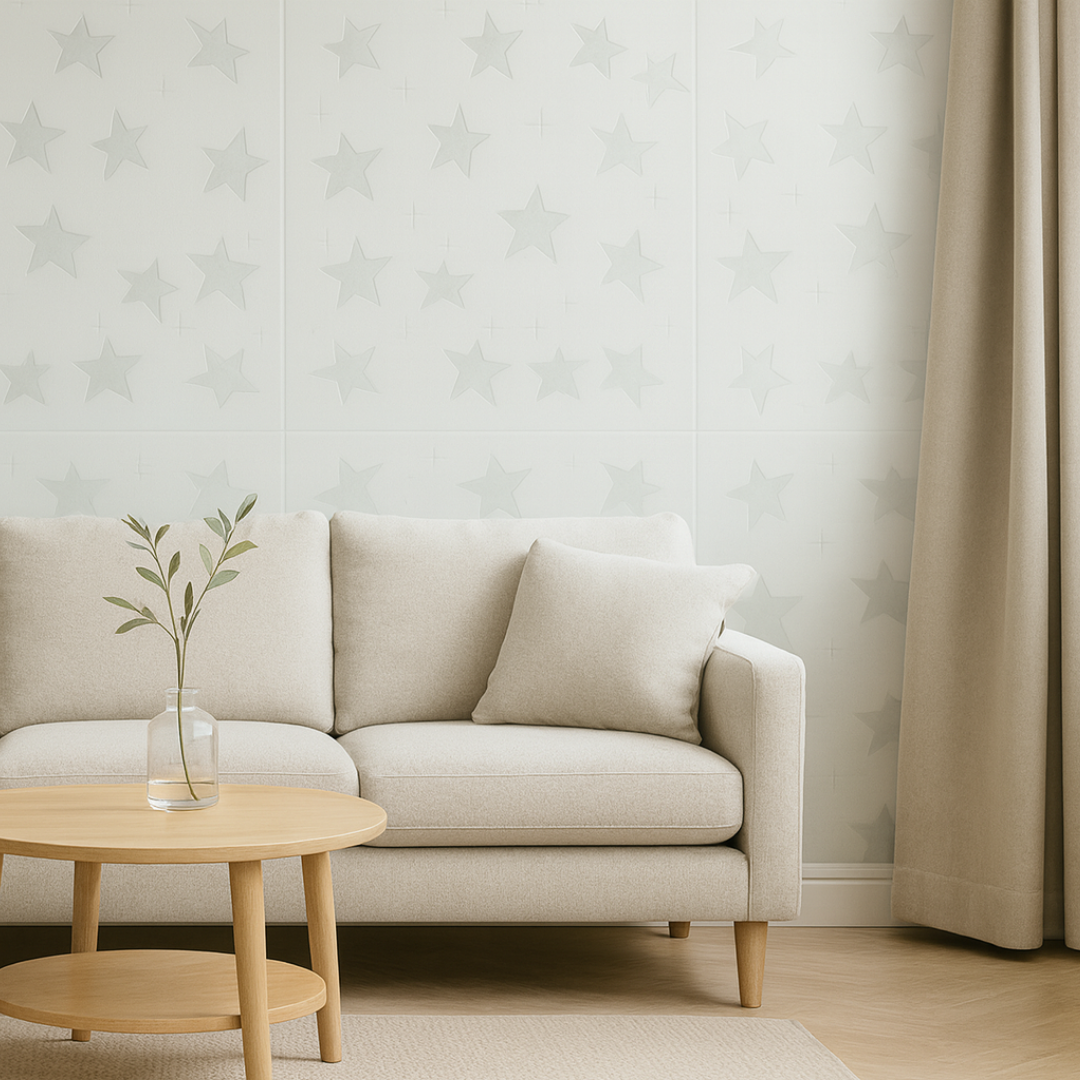 Silver Stars: Decorative Ceiling & Wall Panels - 2m2 (21.52 sqft) - 8 Panels