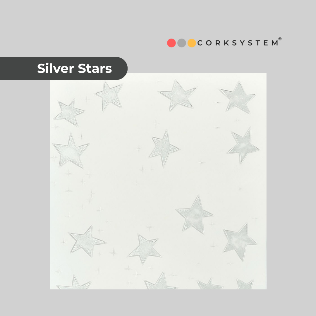 Silver Stars: Decorative Ceiling & Wall Panels - 2m2 (21.52 sqft) - 8 Panels