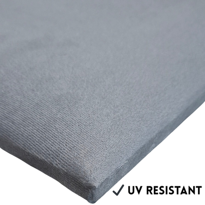 “Upholstered wall panel 600x300 mm pale grey velvet finish UV resistant single panel”