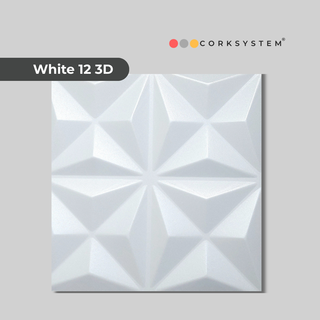 White 12 3D: Decorative Ceiling & Wall Panels - 2m2 (21.52 sqft) - 8 Panels