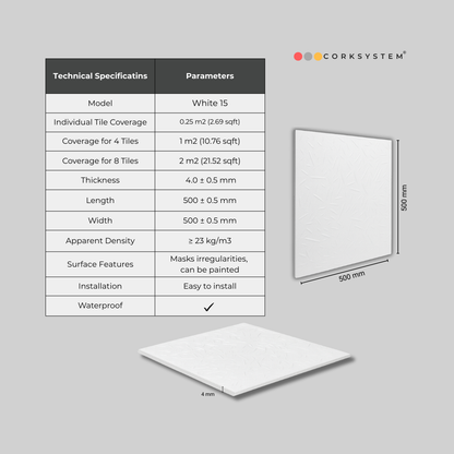 White 15: Decorative Ceiling & Wall Panels - 2m2 (21.52 sqft) - 8 Panels