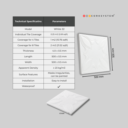 White 22: Decorative Ceiling & Wall Panels - 2m2 (21.52 sqft) - 8 Panels