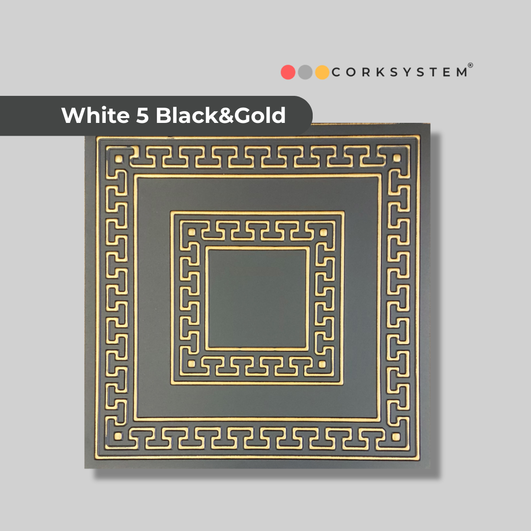 White 5 (Black&Gold): Decorative Ceiling & Wall Panels - 2m2 (21.52 sqft) - 8 Panels
