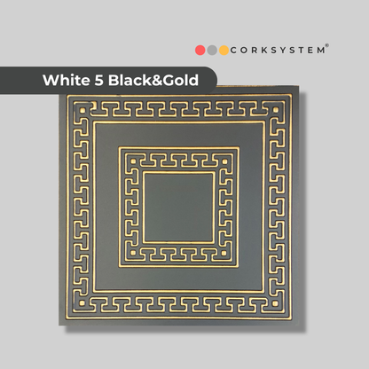 White 5 (Black&Gold): Decorative Ceiling & Wall Panels - 2m2 (21.52 sqft) - 8 Panels