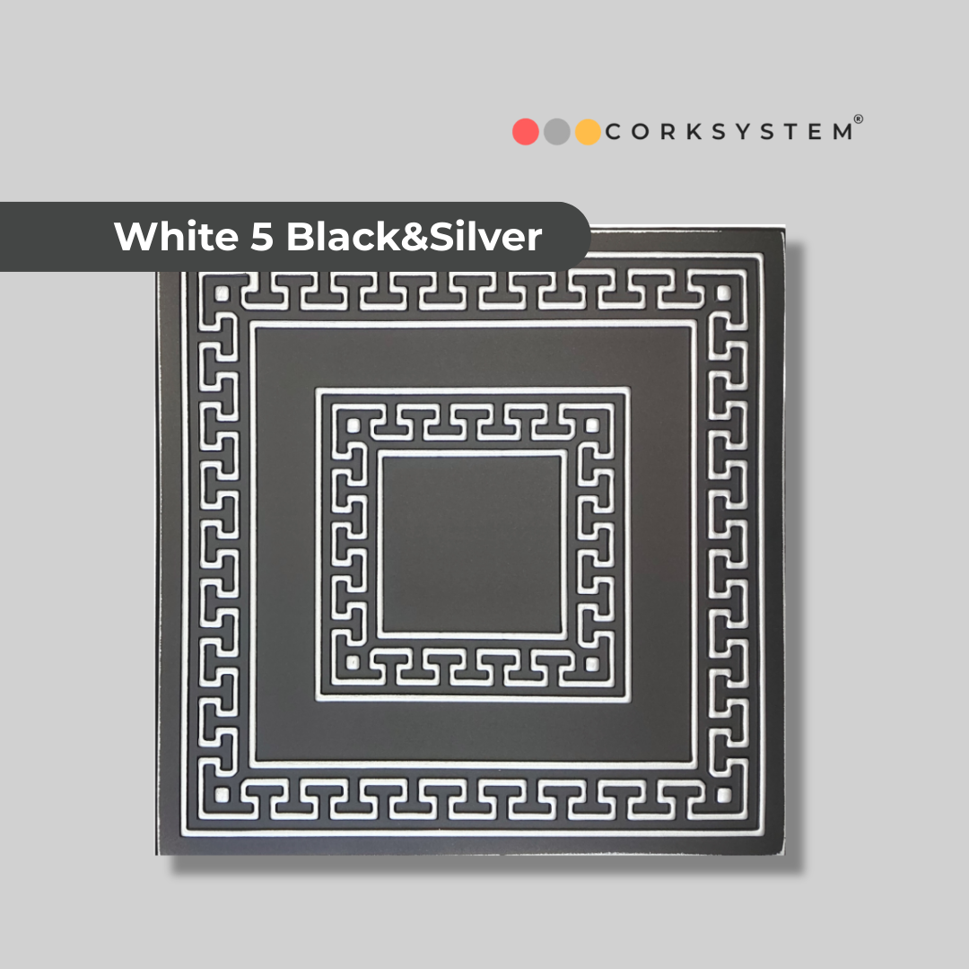 White 5 (Black&Sivler): Decorative Ceiling & Wall Panels - 2m2 (21.52 sqft) - 8 Panels
