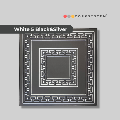 White 5 (Black&Sivler): Decorative Ceiling & Wall Panels - 2m2 (21.52 sqft) - 8 Panels